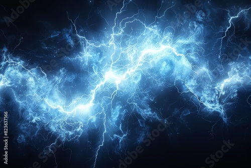 Intense Blue Lightning Strikes on Black Background - Lightning Stock Videos & Royalty-Free Footage photo