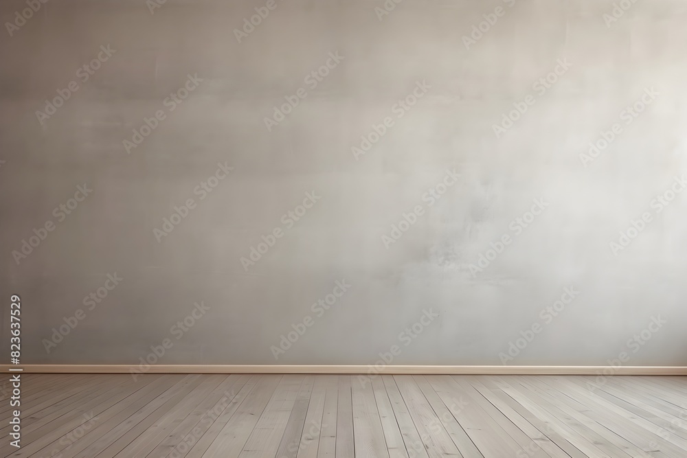 Grey Minimalist Empty Room with Wooden Flooring - Blank Interior Background for Presentations,Layouts or Product Displays