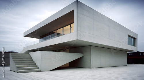 Minimalist Concrete Building Highlighting Harmonious Urban Design Aesthetic