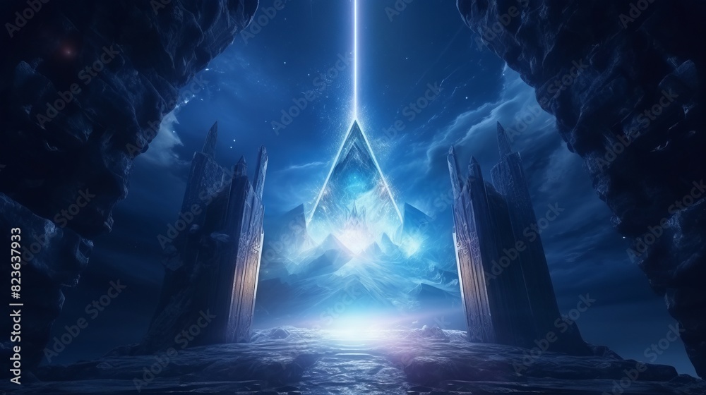 Mystical door in the night sky. Mystical door in the night sky.