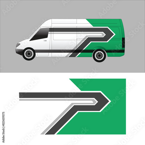vector design for stickers wrapping the background of the cargo van delivery car body
