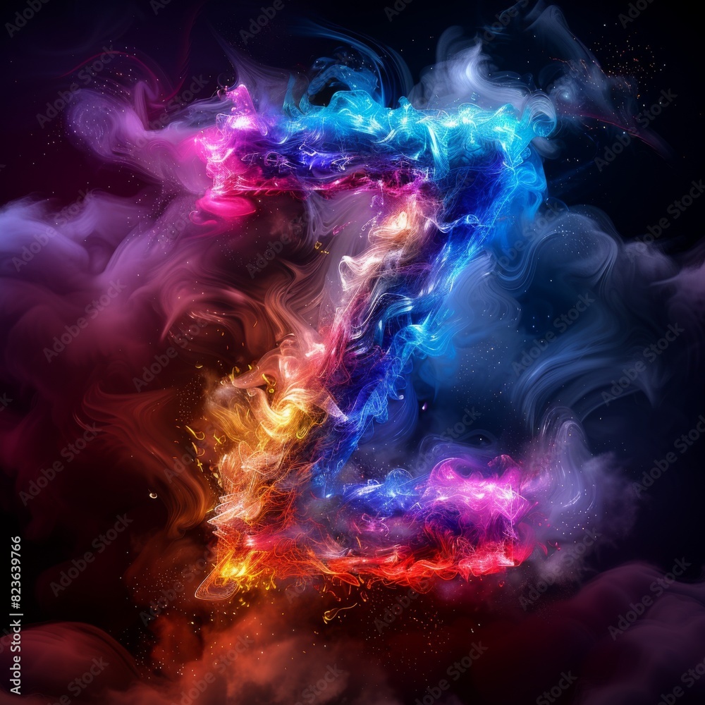 Fototapeta premium Letter Z neon sign on dark background