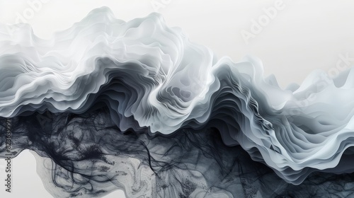 A surreal mystery abstract with undefined forms and fluid lines, evoking a sense of the unknown. The minimalist design uses a monochromatic color palette to maintain simplicity and focus.