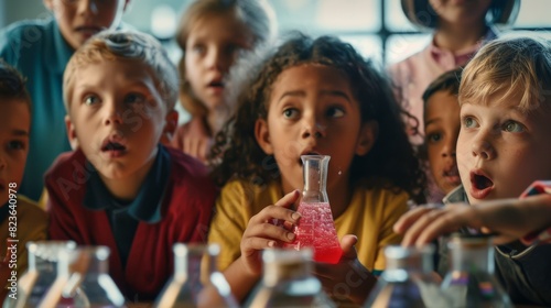 Children Marveling at Science Experiment