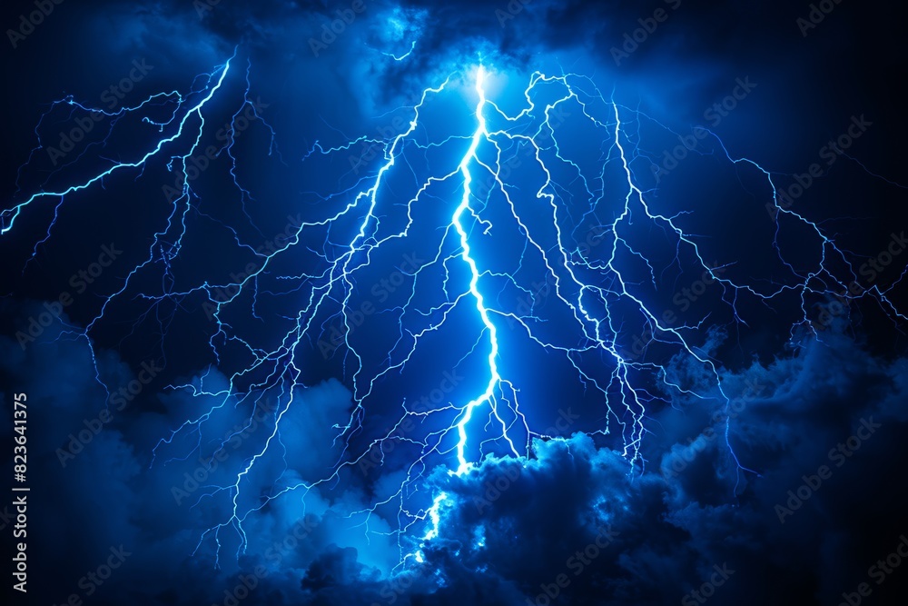 Blue Lightning Bolt in the Sky With Clouds Blue Lightning Bolt in the Sky With Clouds