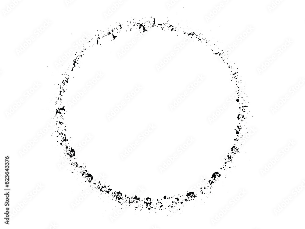 Grunge circle made of black paint. Grunge circle made of black ink using art brush.
