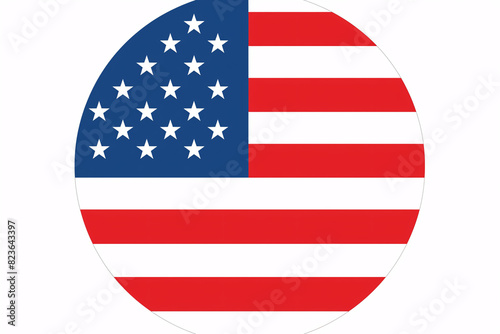 circular representation of the American flag with stars and stripes