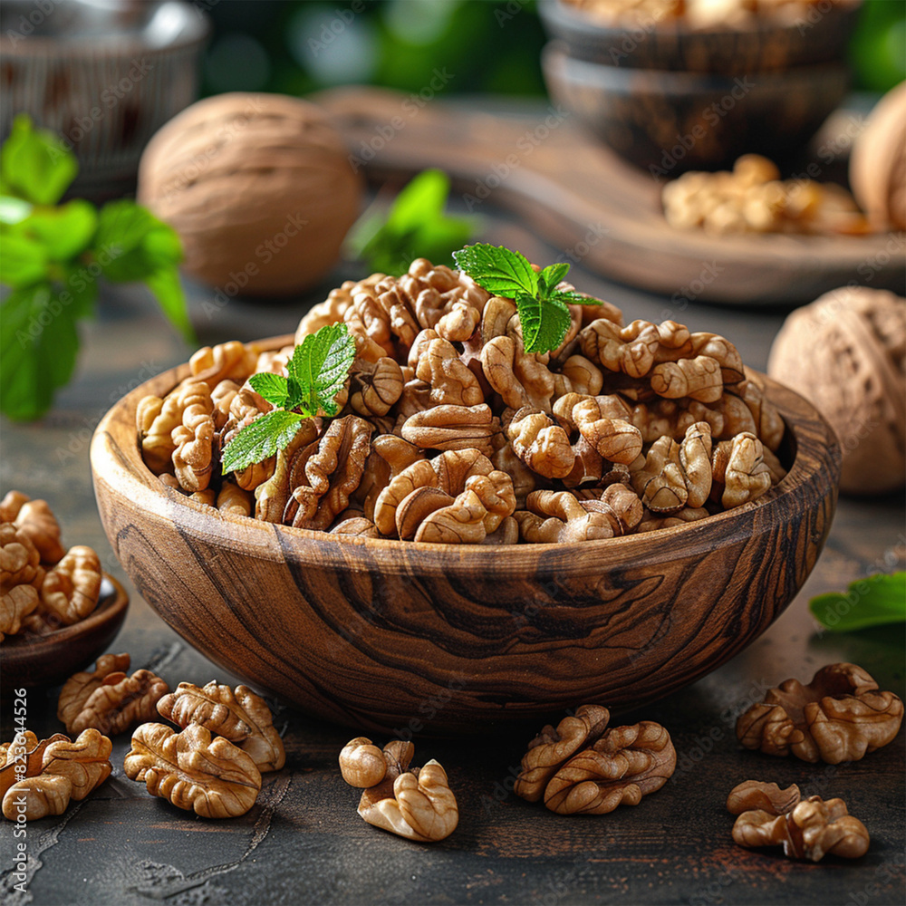 raw nut peeled whole kernels of walnuts harvest. Made with generative ai raw nut peeled whole kernels of walnuts harvest. Made with generative ai