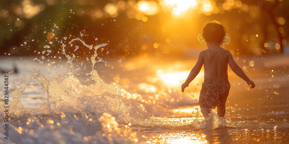 happy little girl playing in blue sea and swimming, summer holiday and vacations concept, happy little girl playing in blue sea and swimming, summer holiday and vacations concept,