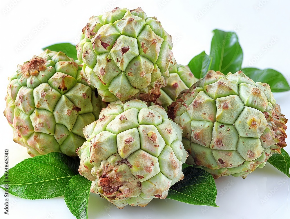 Fototapeta premium Cherimoya on white background. ai generated