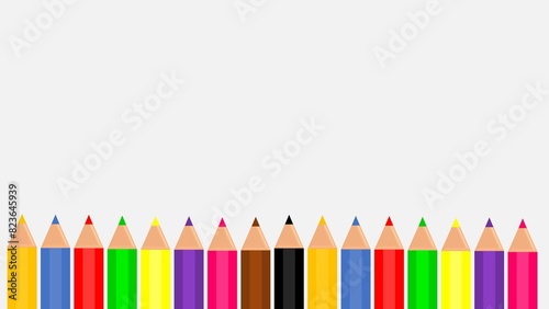 back to school background illustration with colored pencil and copy space