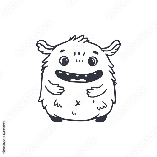 cute monster isolated on white background for coloring pages  magazines. Alien  cartoon character. Sketch  doodle.