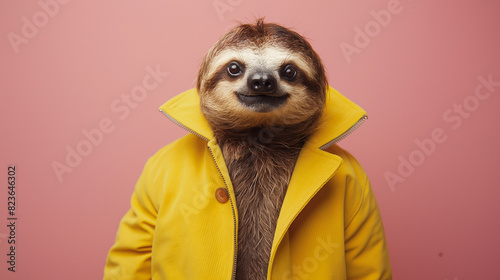 Retrato de estúdio de preguiça de alta moda em fundo de cor lisa photo