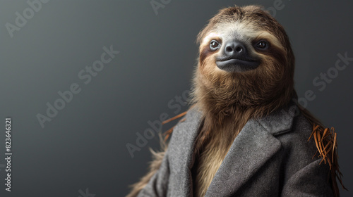Retrato de estúdio de preguiça de alta moda em fundo de cor lisa
 photo