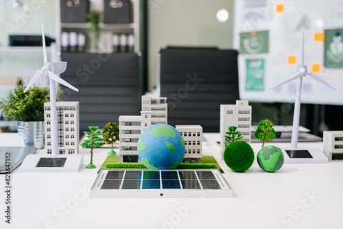 Business planning for working technology and business Net zero and carbon neutral concept.NET ZERO icons and symbols save the eco world and reduce pollution.