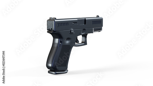Gun, pistol closeup. 3D render isolated on white background