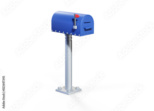 Blue Mailbox with Mails 3d render