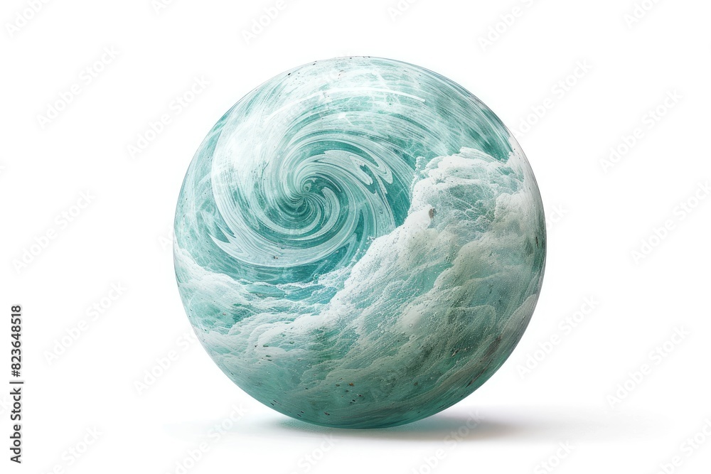 Single glass marble with a swirl pattern isolated on white background Single glass marble with a swirl pattern isolated on white background