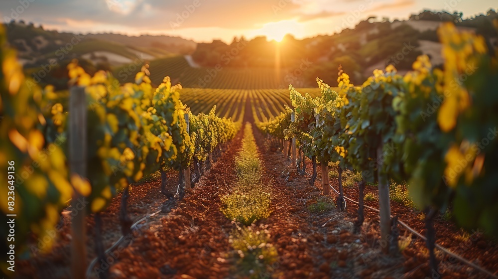 Naklejka premium Summer Vineyard at Dusk