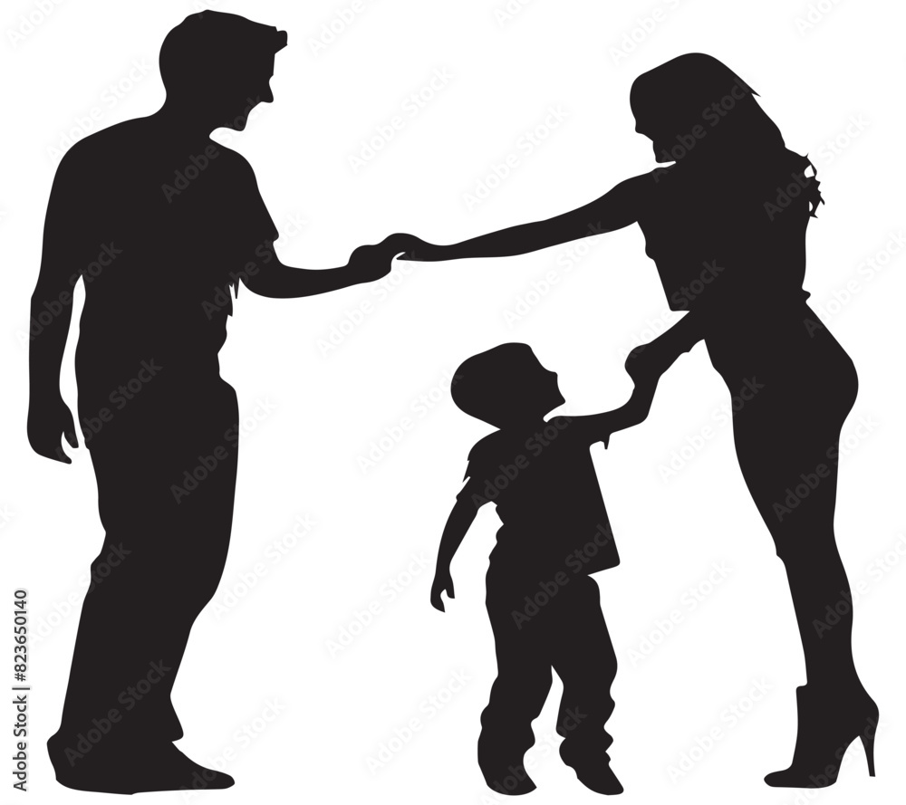Vector silhouette of family on white background. Symbol of mother, father, son, daughter Vector silhouette of family on white background. Symbol of mother, father, son, daughter
