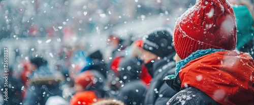 Fans Bundled Up At A Cold-Weather Game With Copy Space, Football Background