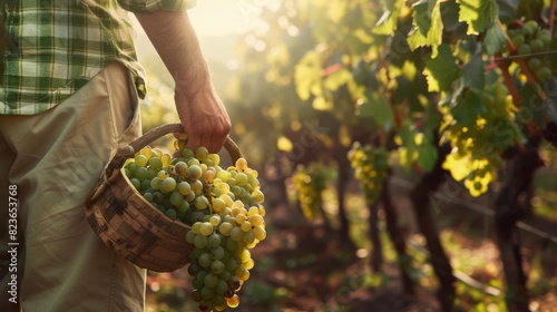A Farmer Harvesting Grapes photo