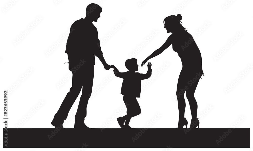 Vector silhouette of family on white background Vector silhouette of family on white background