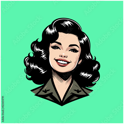 pinup girl soldier army sergeant illustration vector