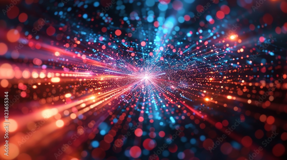 Digital tech explosion in abstract form close up, global connectivity, realistic, blend mode, cyber space Digital tech explosion in abstract form close up, global connectivity, realistic, blend mode, cyber space