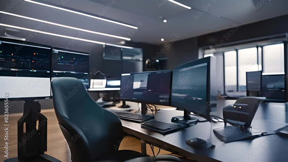 Modern Desk Setup With Dual Monitors and Keyboard Generative AI Modern Desk Setup With Dual Monitors and Keyboard Generative AI