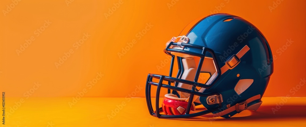 Football Helmet In The Team'S Colors And Logo With Copy Space, Football Background Football Helmet In The Team'S Colors And Logo With Copy Space, Football Background