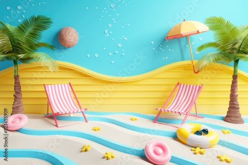 Greeting Card Background for Summer Days with Beach Holiday Concept. Generative AI