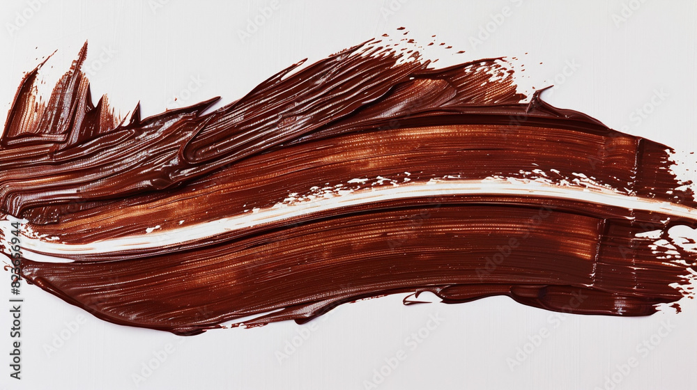 A dense, textured stroke of chocolate brown acrylic paint, rich and warm, on a solid white background, reminiscent of earthy soil. A dense, textured stroke of chocolate brown acrylic paint, rich and warm, on a solid white background, reminiscent of earthy soil.
