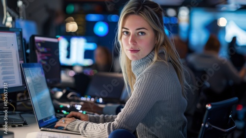 Woman Working in Tech Office