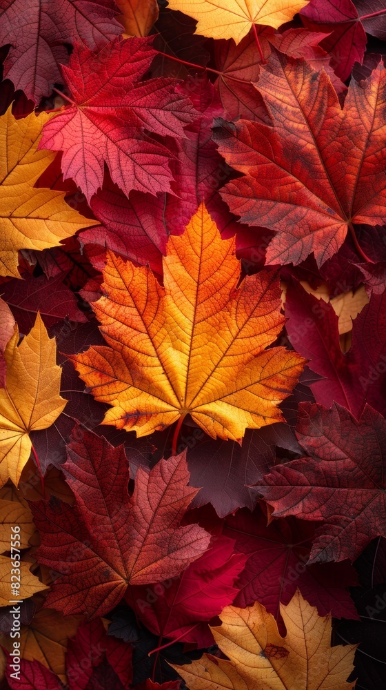Macro image of a lively maple leaf. Bright red to yellow gradient Macro image of a lively maple leaf. Bright red to yellow gradient