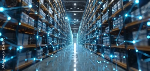 Efficient industrial storage with AI selective focus, intelligent logistics, dynamic, composite, advanced facility