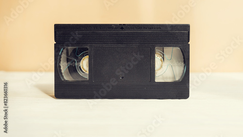 Video cassette tape. Retro videotape with movie.