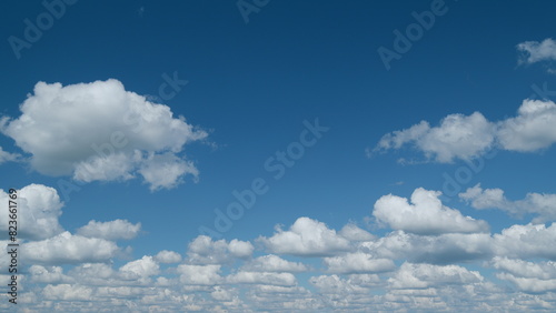 Panorama Blue Sky Clouds Heaven On Daylight. Skyscape Speeds Through Day. Cloud Formation. Summer Blue Sky.