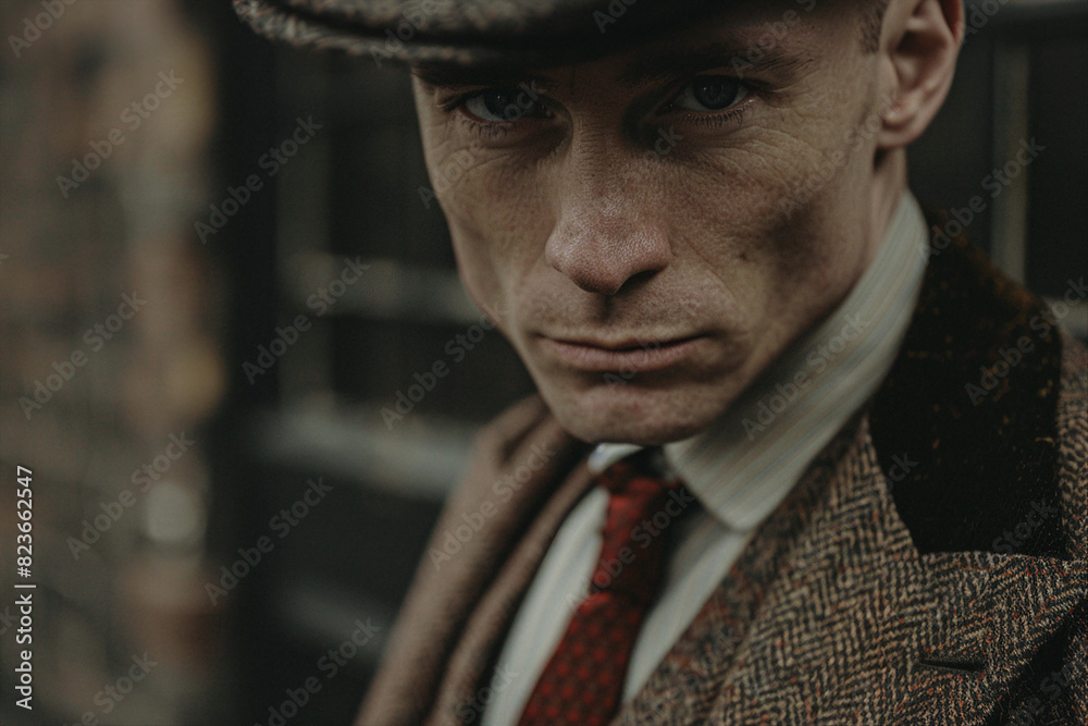 AI generated image of a film noir concept showing detective man AI generated image of a film noir concept showing detective man