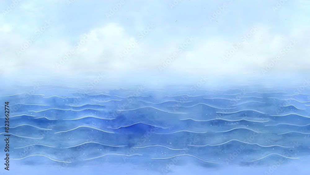 Ethereal Seascape Dreamlike Waves of Blue Hues in Tranquil Coastal Horizon