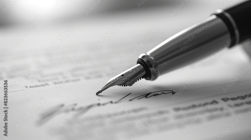 Fototapeta premium Close-Up of a Pen Signing a Contract