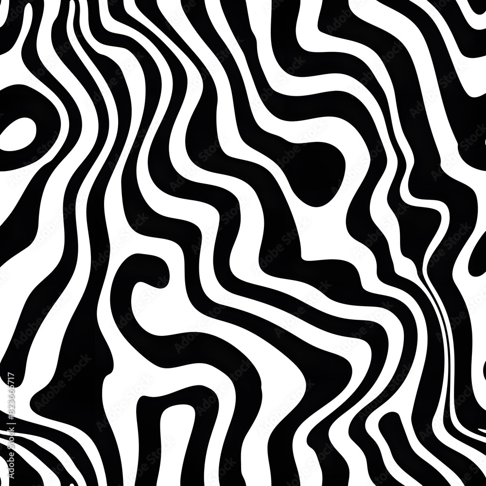 Abstract black and white wavy lines pattern