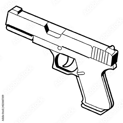 gun and bullets, glock vector illustration icon
