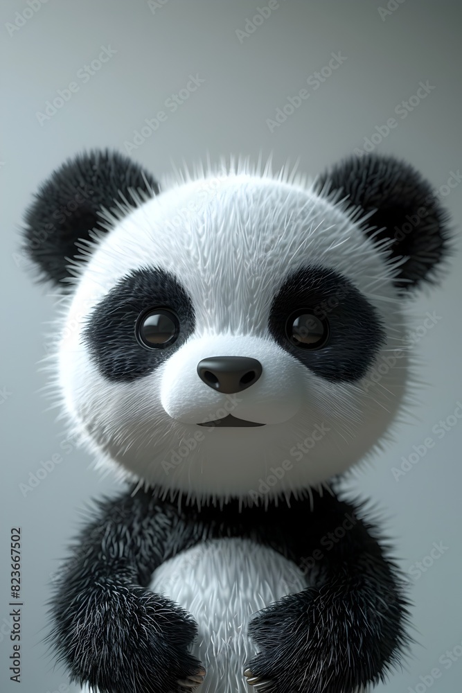 Charming 3D Panda Bear in Minimalist Gradient Background with Cinematic Photographic Style