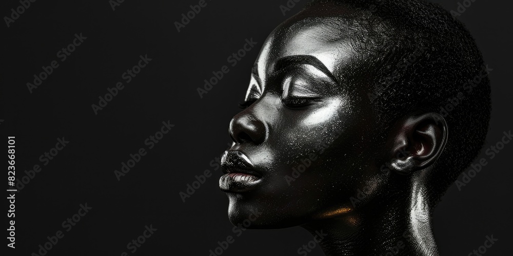 Elegant Black Woman with Radiant Makeup