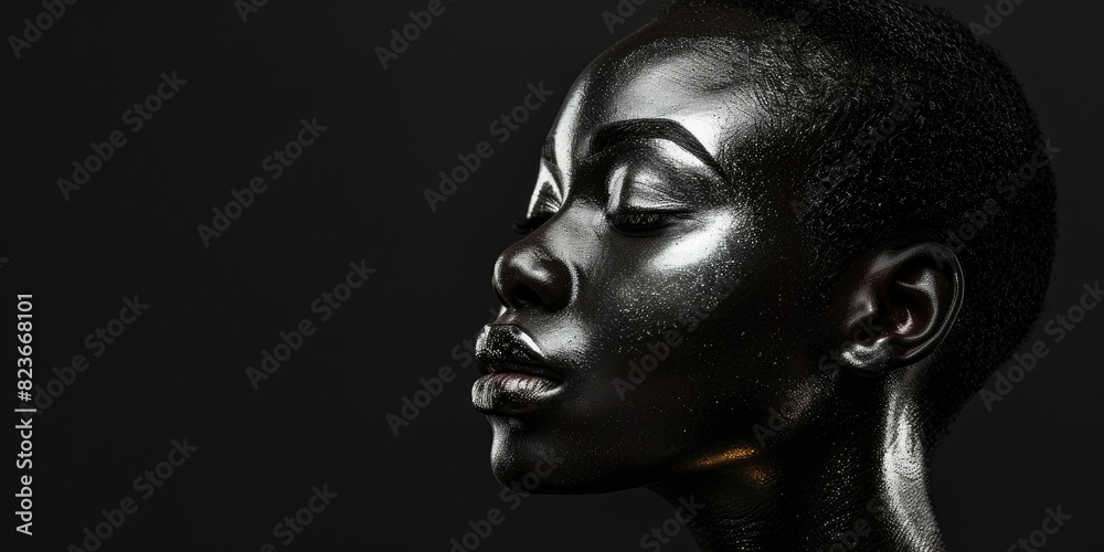 Elegant Black Woman with Radiant Makeup Elegant Black Woman with Radiant Makeup
