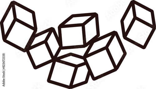 Six cubes line icon. Vector illustration