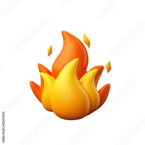Photography Emoji fogo icone 3d render isolado