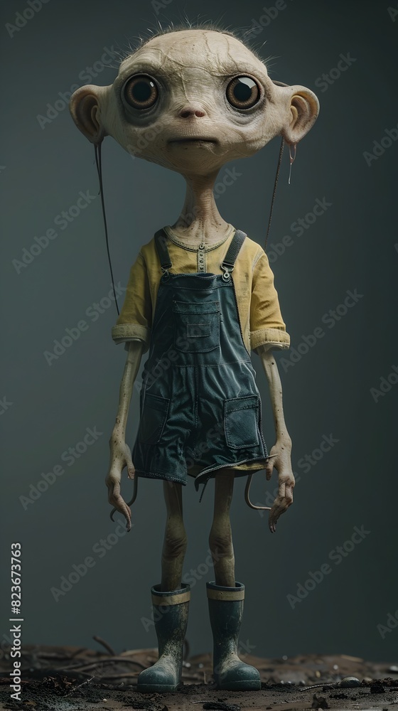 Intriguing Surreal Humanoid Character in 3D Rendering with Isolated Background Intriguing Surreal Humanoid Character in 3D Rendering with Isolated Background
