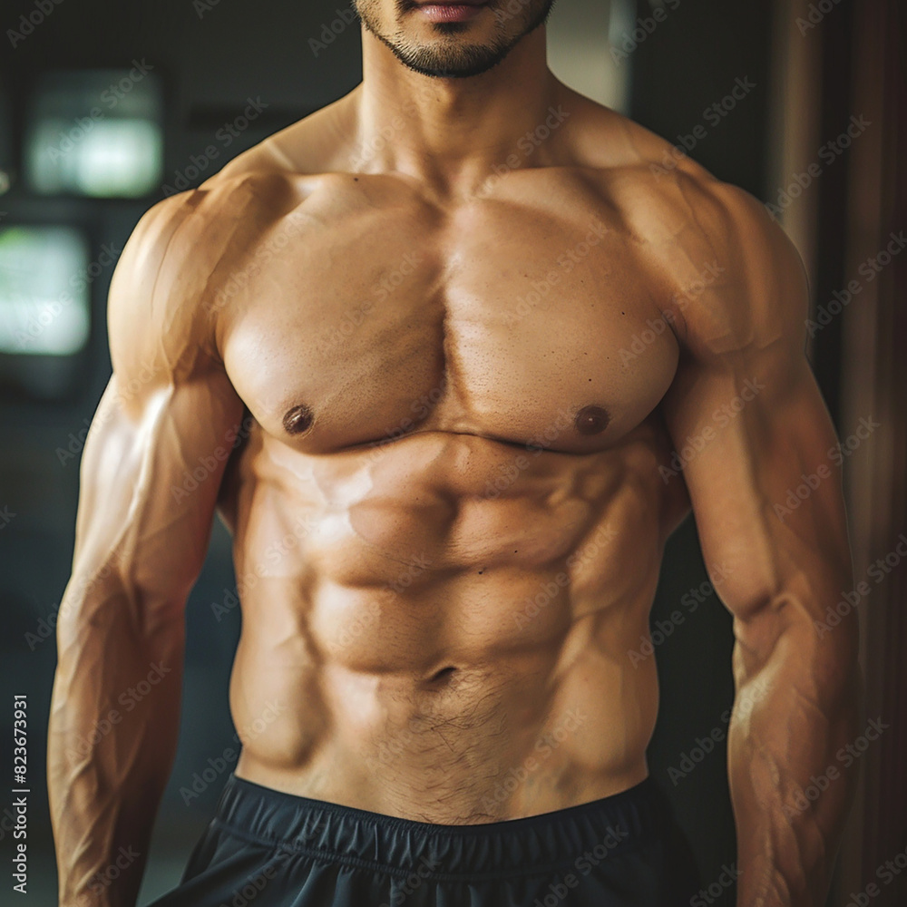 Fototapeta premium Reducing belly fat and exercising